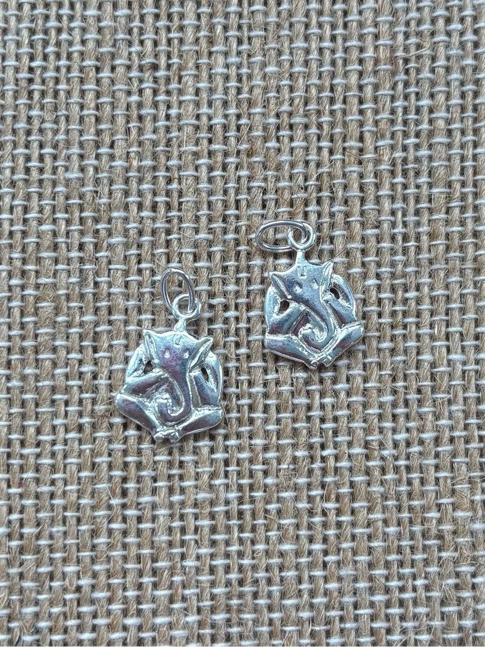 Sterling Silver Om Ganesha Charms Pendant Set of 2